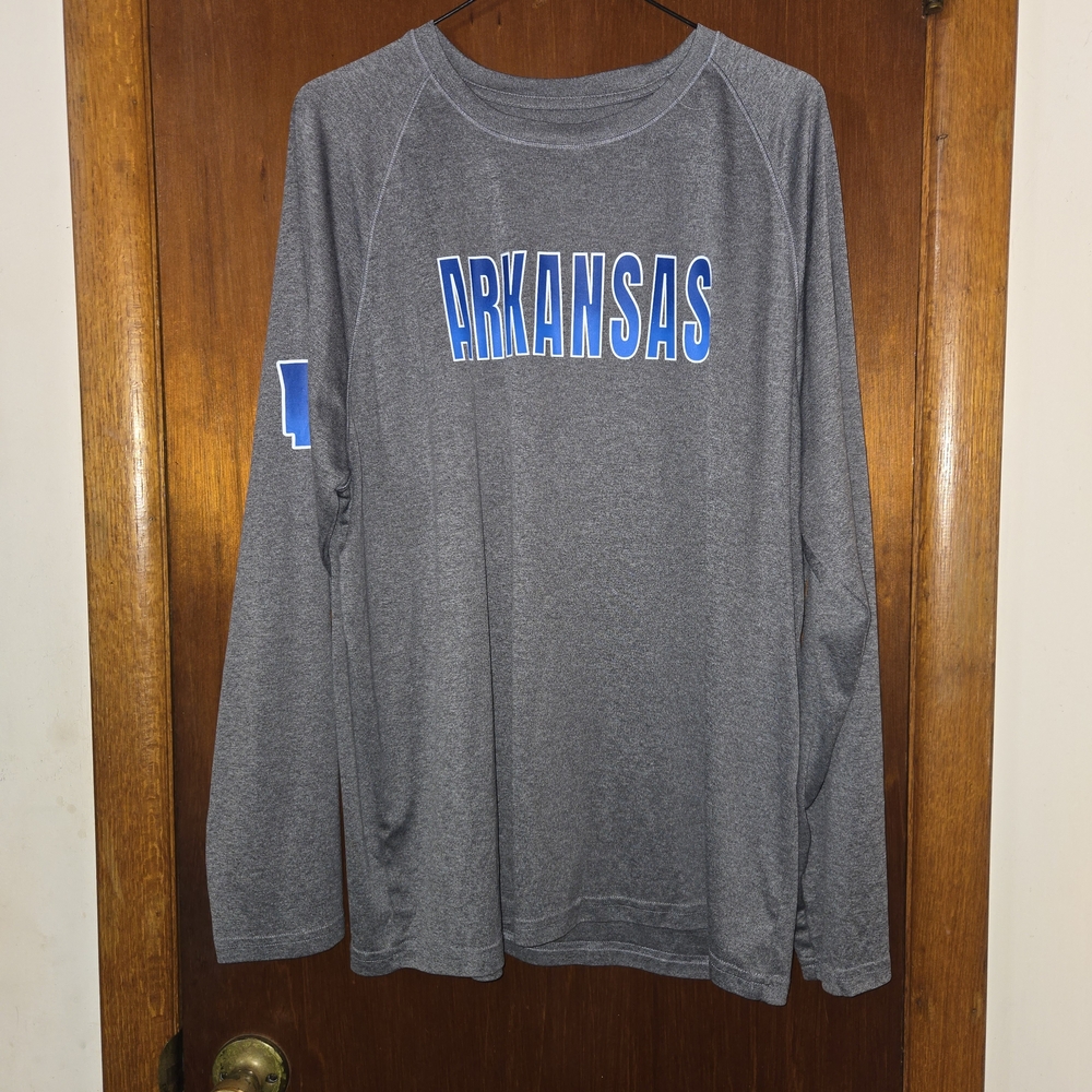 Arkansas Long Sleeve Performance Tee - Gray/Blue